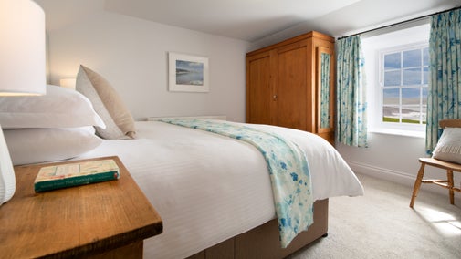 The super-king bedroom, that can be a twin on request, at Stepper View, Cornwall